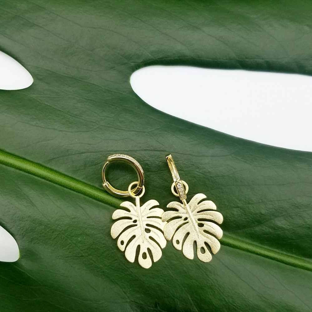 🍭 Sterling Silver Boho Leaf Earrings